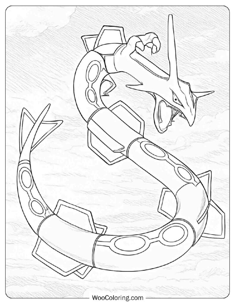 Rayquaza Pokémon Flying Above the Clouds
