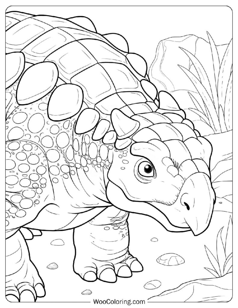 Realistic Ankylosaurus Coloring Page For Kids