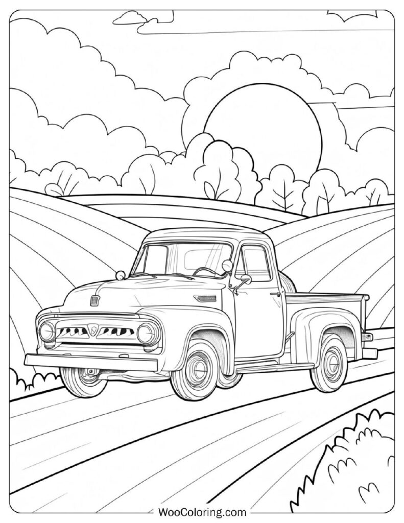 Realistic Coloring Page Of A Vintage Truck – Classic Ride In Action