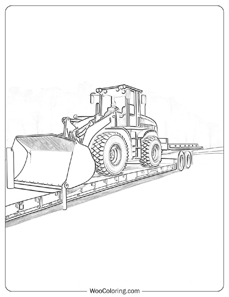 Realistic Tractor On a Trailer