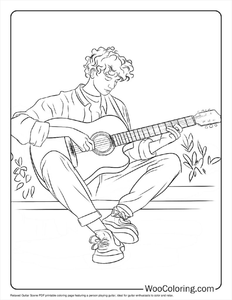 100  Guitar coloring pages  Free PDF To Print  - 63