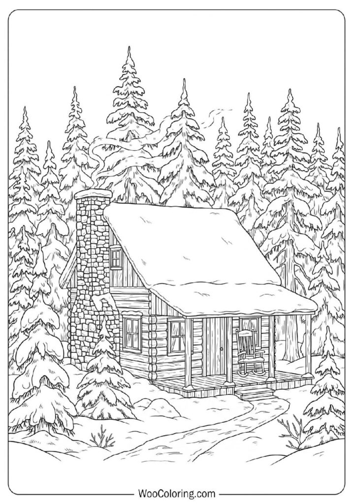 Remote Wooden Cabin Surrounded by Deep Snow in a Silent Winter Forest