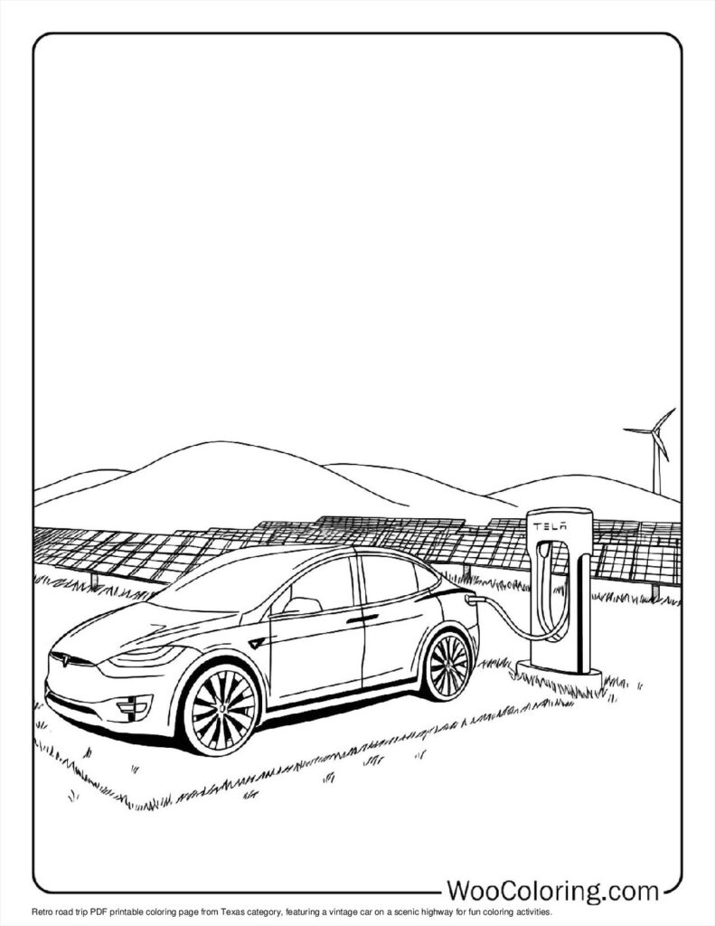 Renewable Power Tesla Coloring Page For Kids