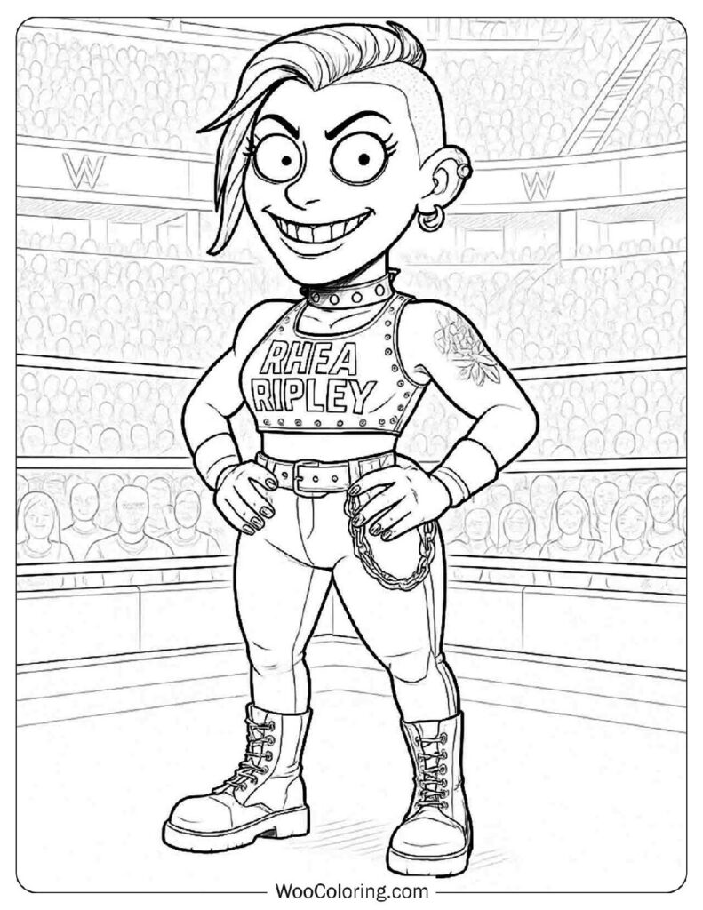 Rhea Ripley with Raw Women's Championship Belt Coloring Page For Kids