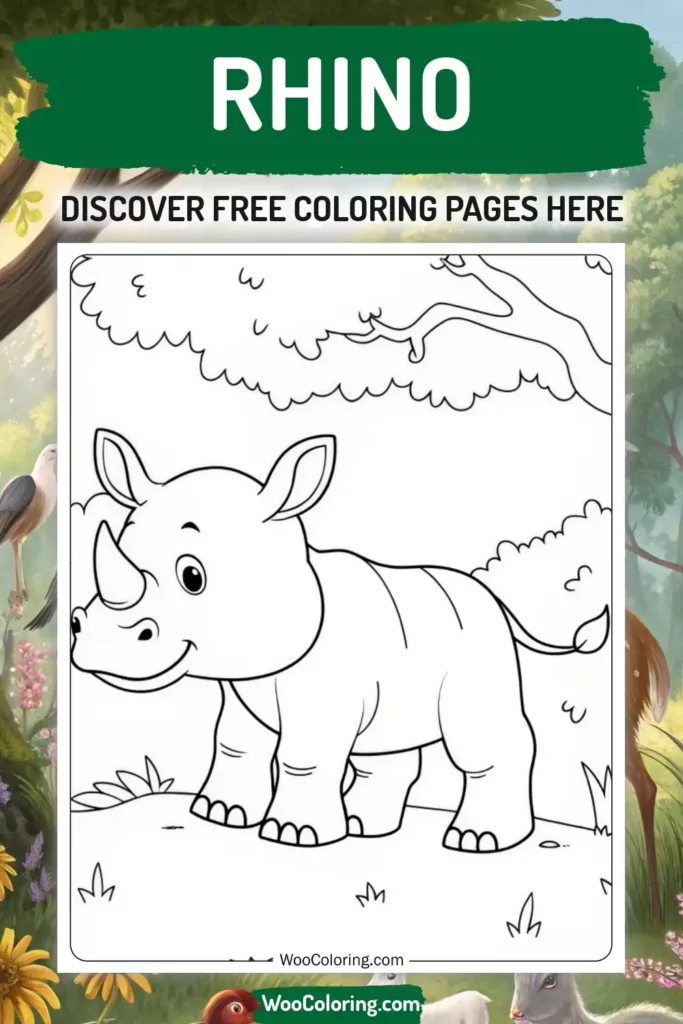 Rhino coloring pages designs with animal