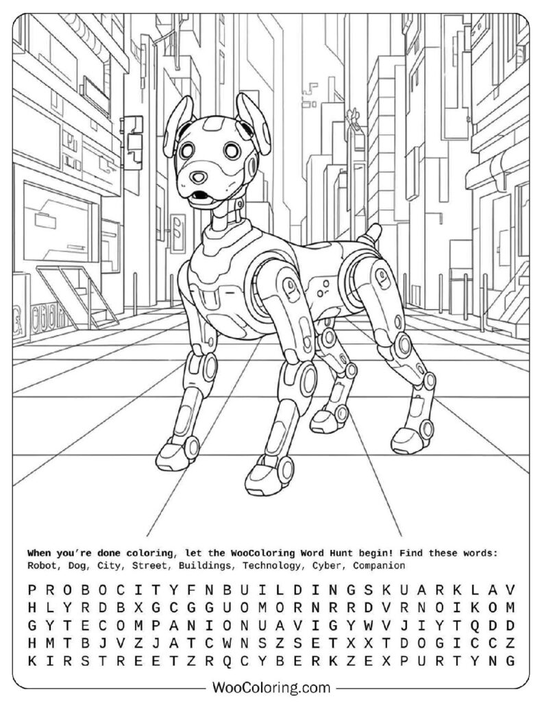 Robot AIBO Listens Coloring Page
