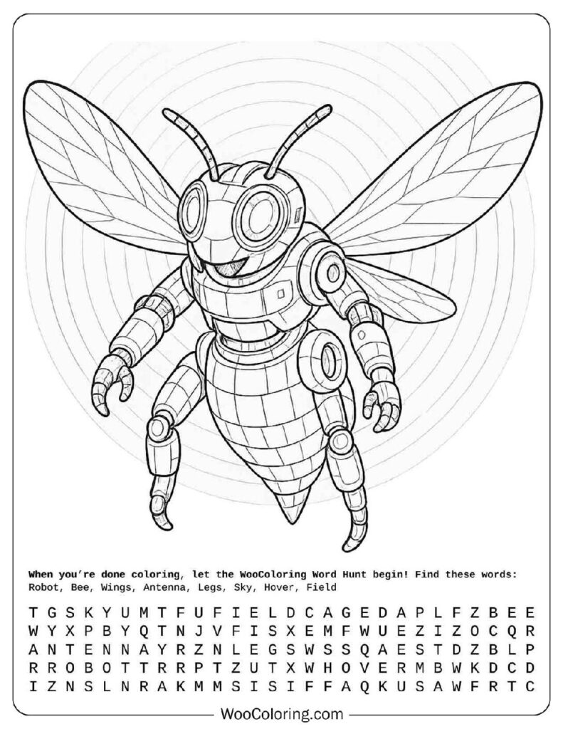 Robot Bee Samples Coloring Page