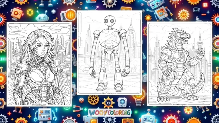 Robot Coloring Pages Design Image