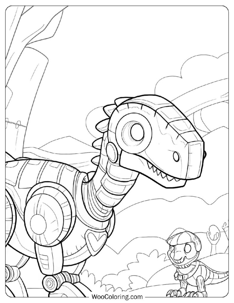 Robot Dinosaur Technology Coloring Sheet For Preschoolers