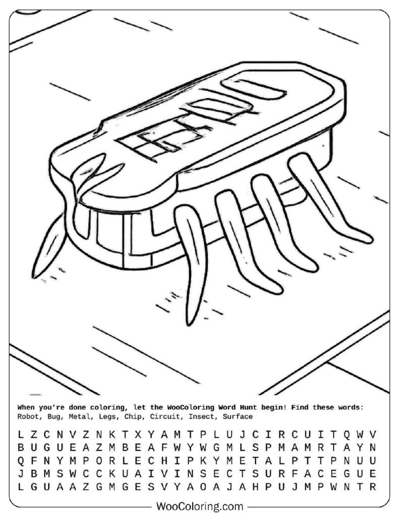 Robot Hexbug Waits Coloring Page