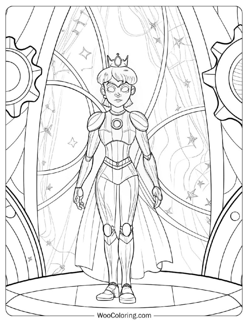 Robot Princess of the Future Coloring Sheet For Preschoolers
