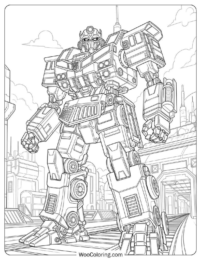 Robot Train Transformer Coloring Page