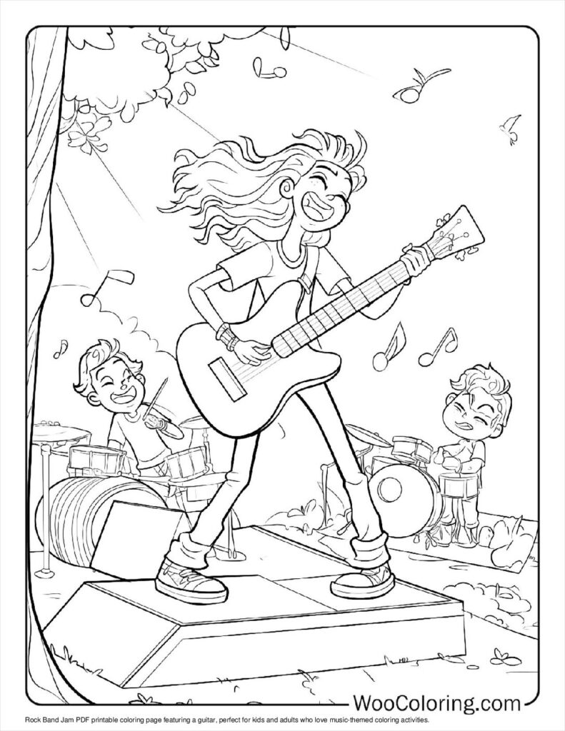 100  Guitar coloring pages  Free PDF To Print  - 13