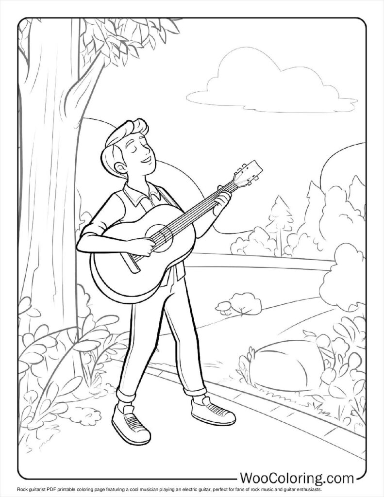 100  Guitar coloring pages  Free PDF To Print  - 53