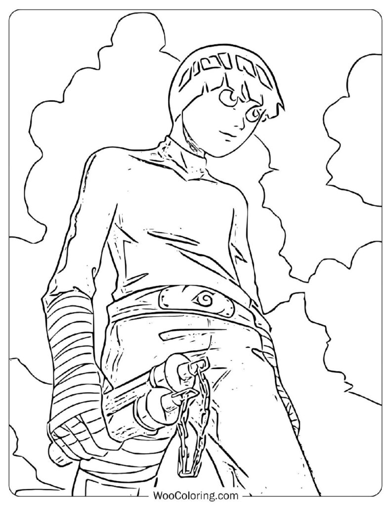 Rock Lee – The Indomitable Taijutsu Ninja from Naruto Coloring Page