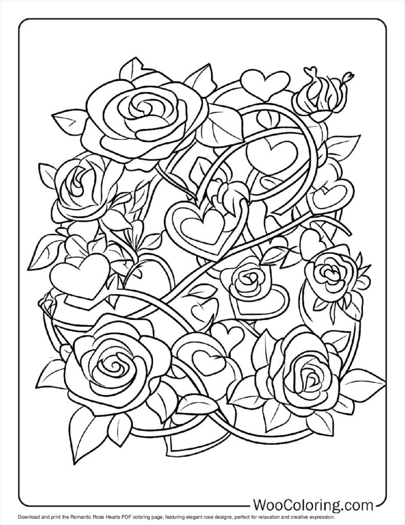 100  Rose coloring pages  Free PDF To Print  - 15