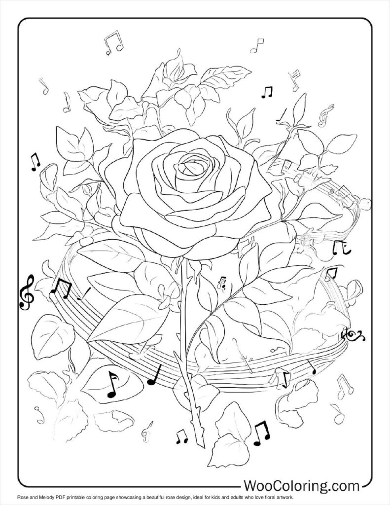 100  Rose coloring pages  Free PDF To Print  - 10
