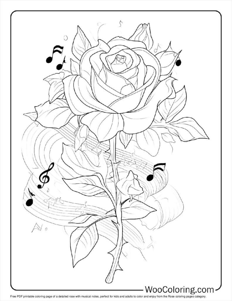 100+ Rose coloring pages (Free PDF To Print) | Woo Coloring