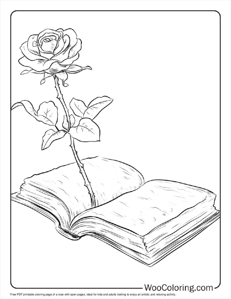 100+ Rose coloring pages (Free PDF To Print) | Woo Coloring