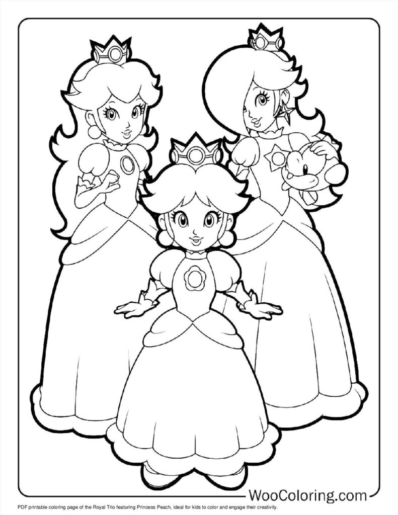 Royal Trio with Princess Peach Coloring In For Kids