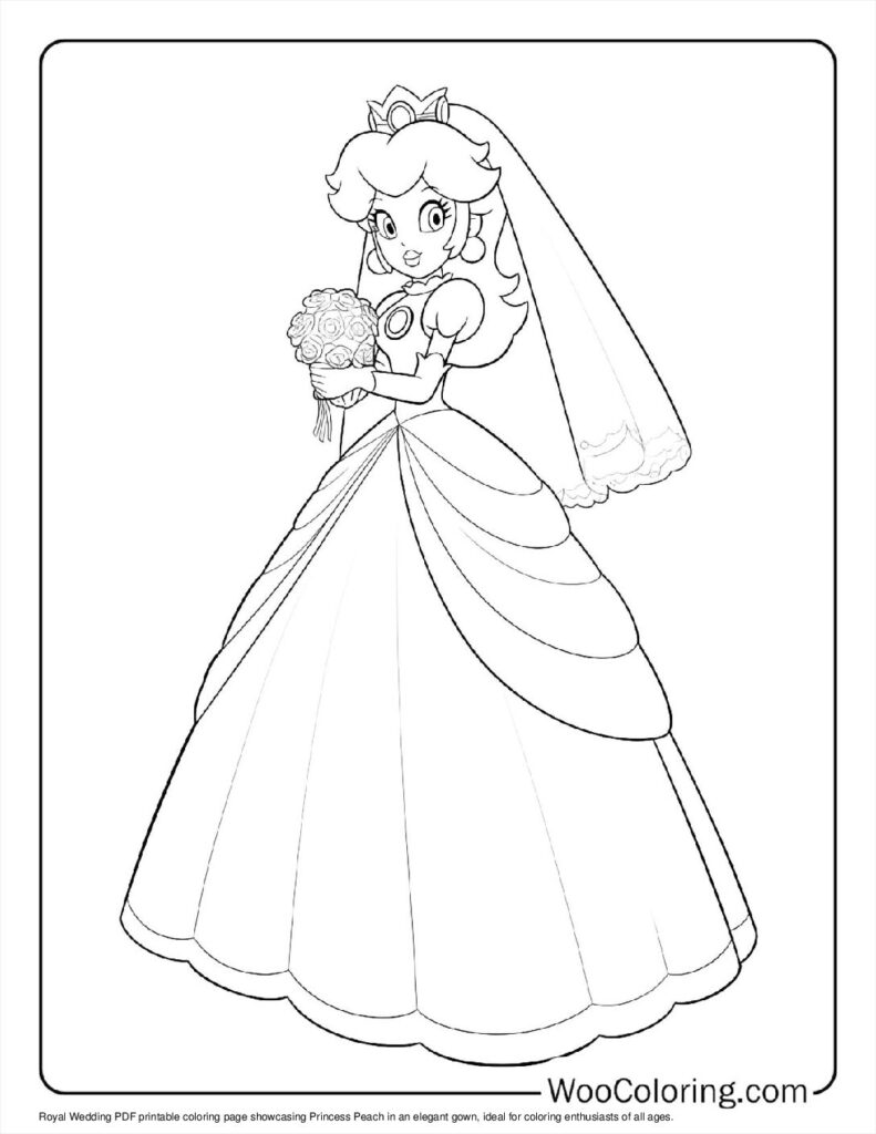 Royal Wedding with Princess Peach Coloring Sheet