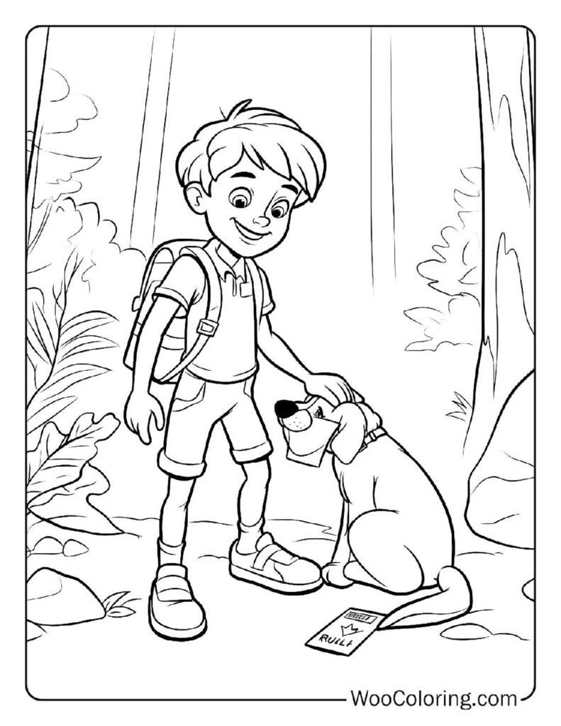 Russell Gets His Badge Coloring Page For Kids