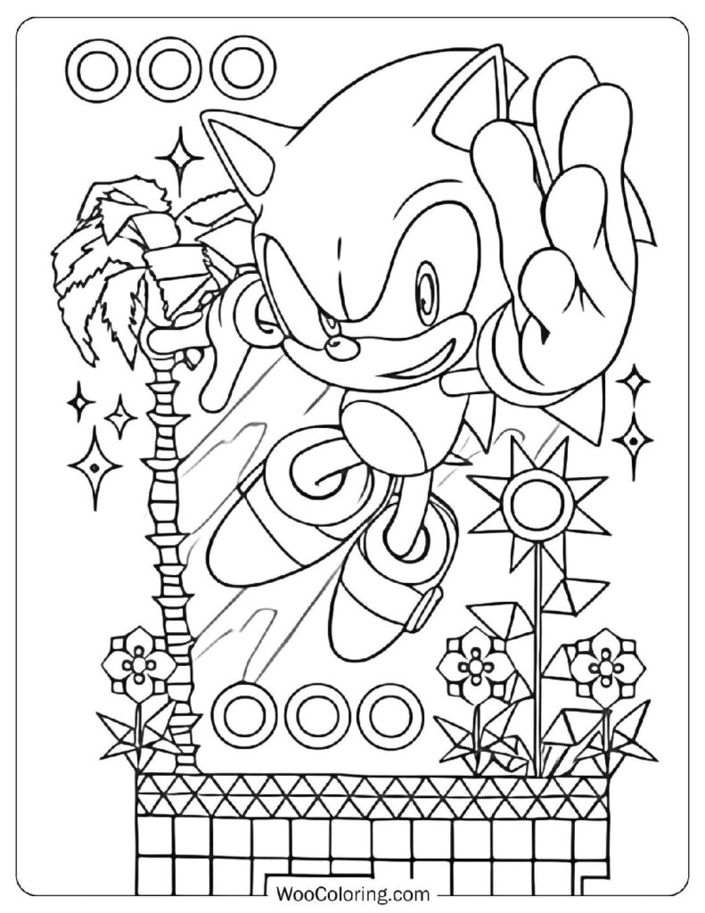 SEGA Sonic The Hedgehog Happy Birthday Coloring Picture