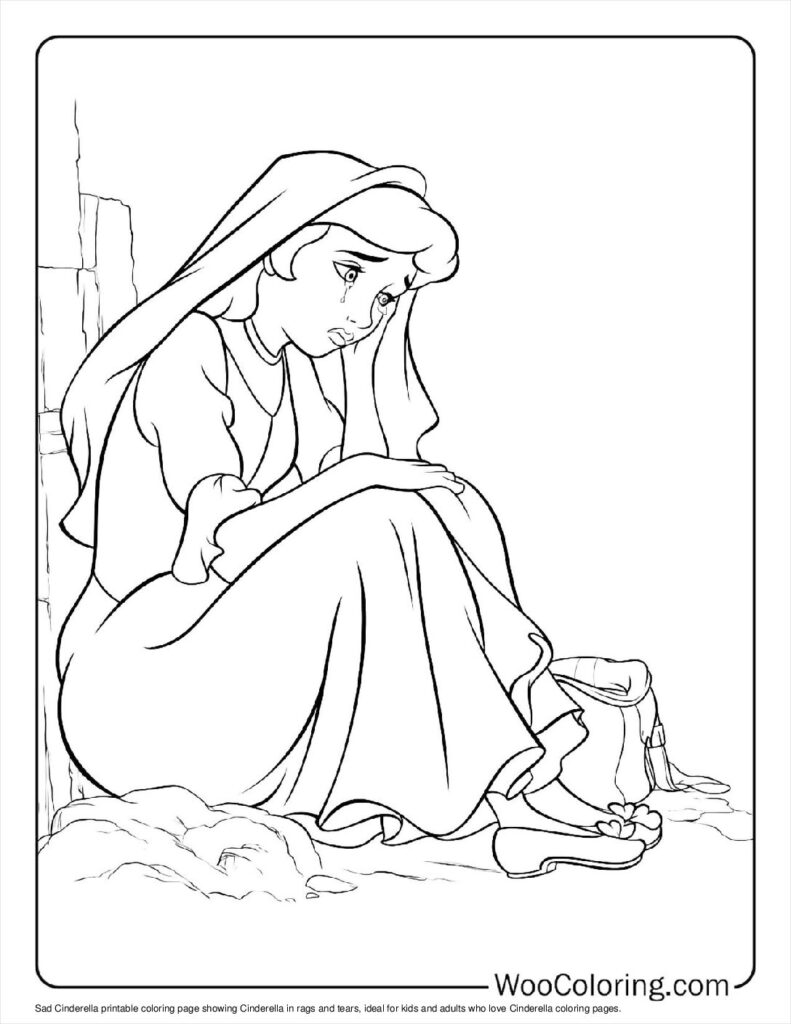 Sad Cinderella Coloring Sheet