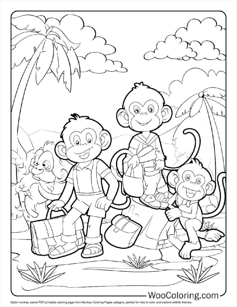 100  Monkey coloring pages  Free PDF To Print  - 80