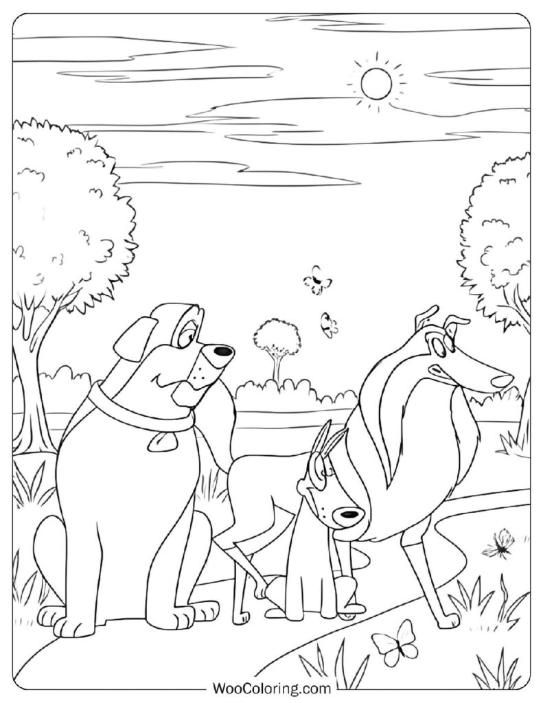 Saint Bernard Terrier and Collie Enjoying a Fun Adventure from Beethoven the Animated Series