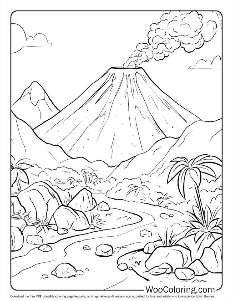 100  Volcano coloring pages  Free PDF To Print  - 24