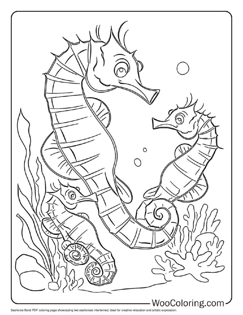 100  Seahorse coloring pages  Free PDF To Print  - 7