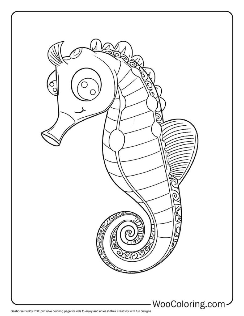 100  Seahorse coloring pages  Free PDF To Print  - 14