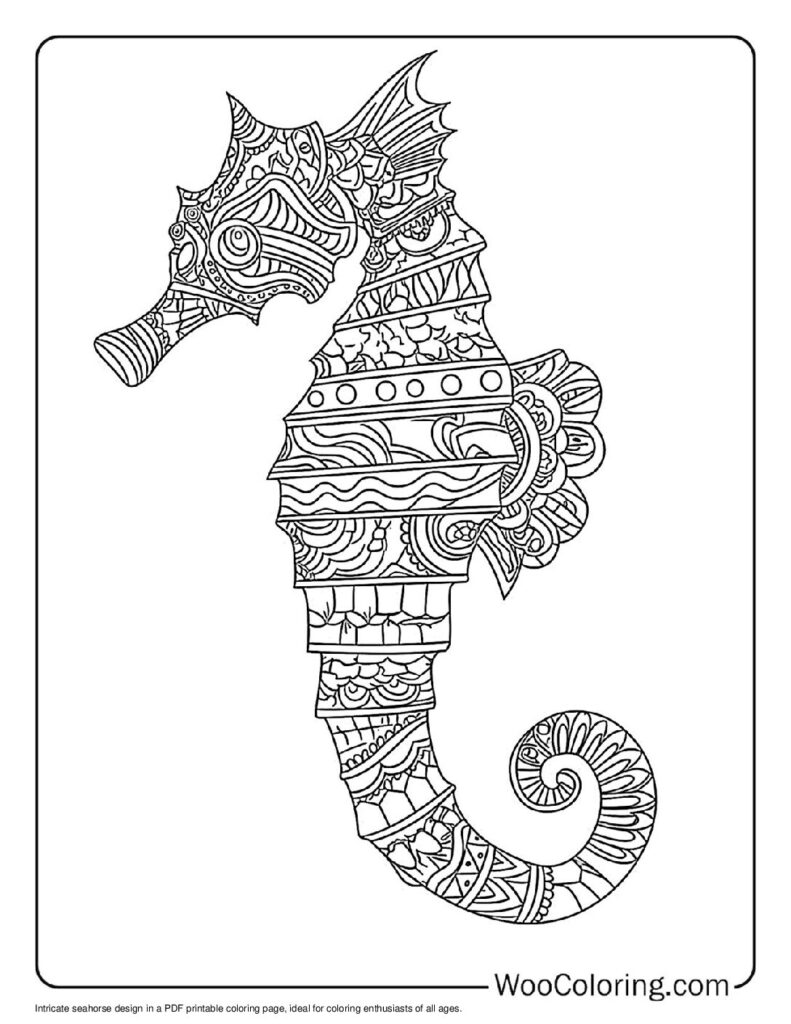 100  Seahorse coloring pages  Free PDF To Print  - 34