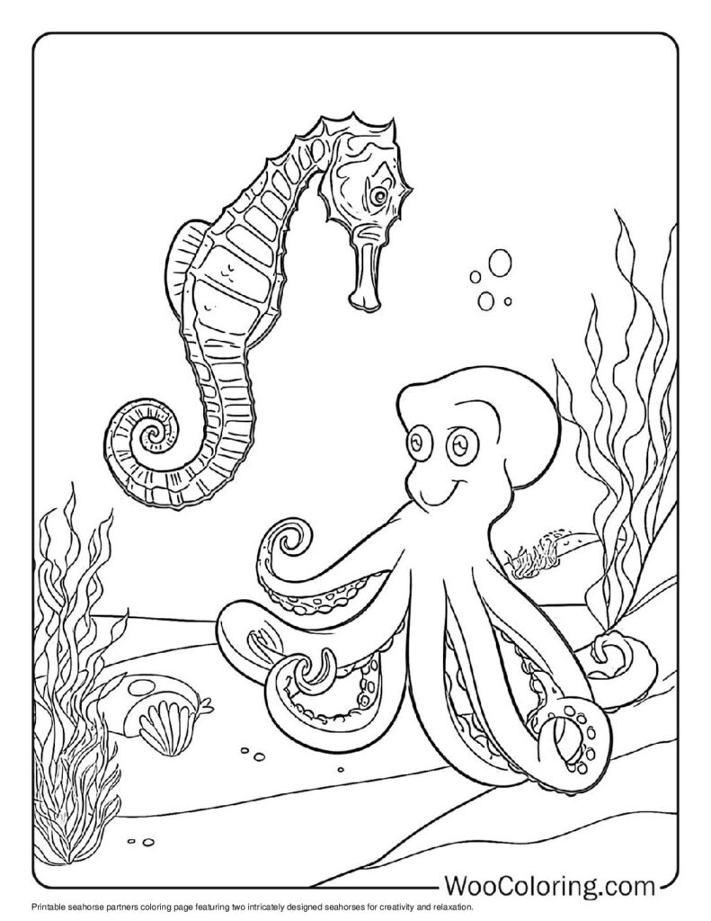 100  Seahorse coloring pages  Free PDF To Print  - 95