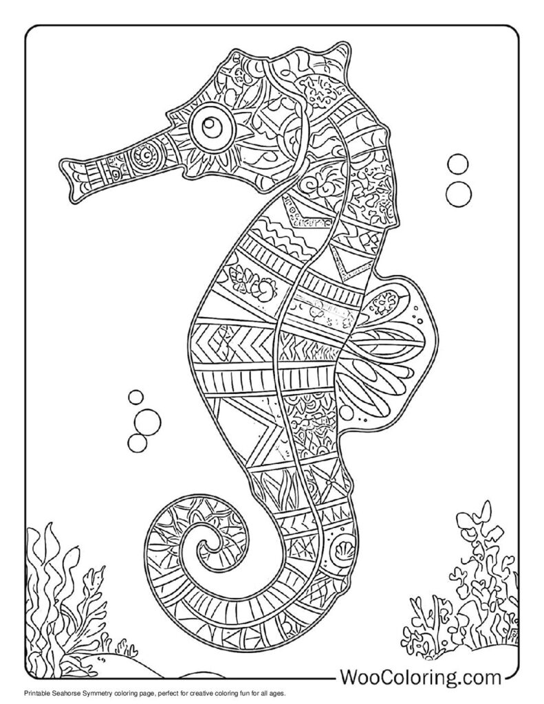 100  Seahorse coloring pages  Free PDF To Print  - 14