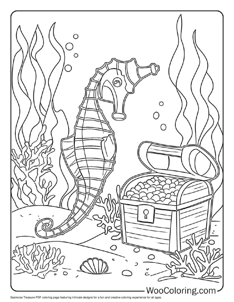 100  Seahorse coloring pages  Free PDF To Print  - 95