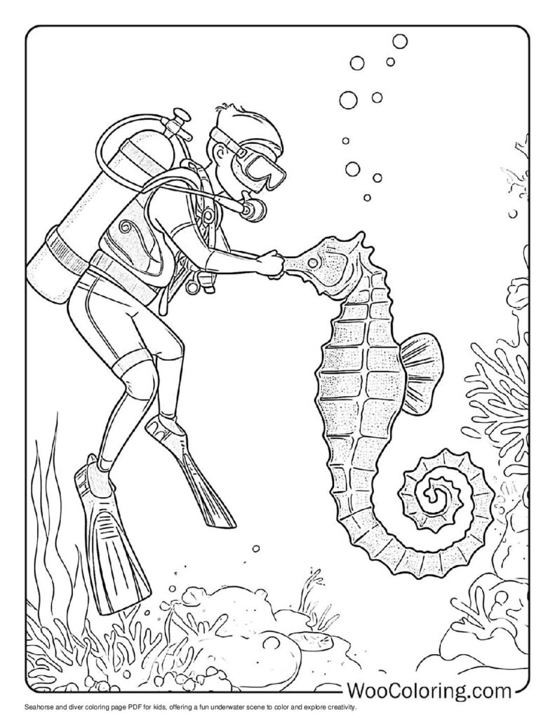 100  Seahorse coloring pages  Free PDF To Print  - 55