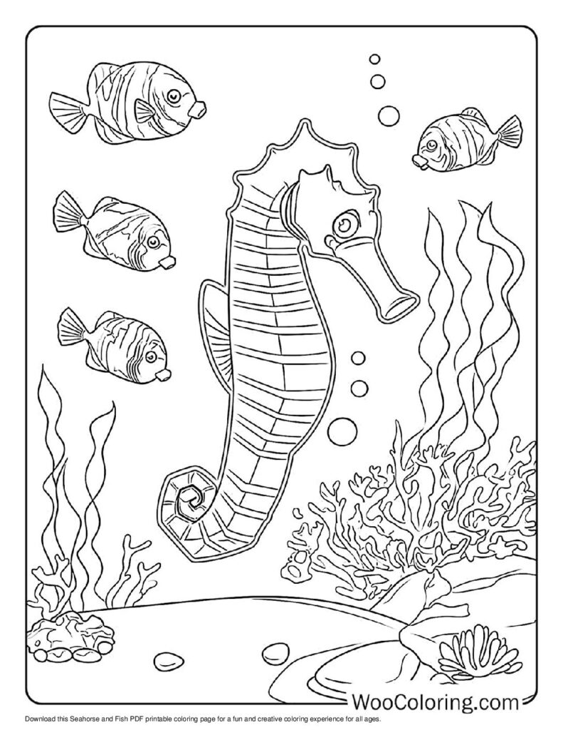 100  Seahorse coloring pages  Free PDF To Print  - 76