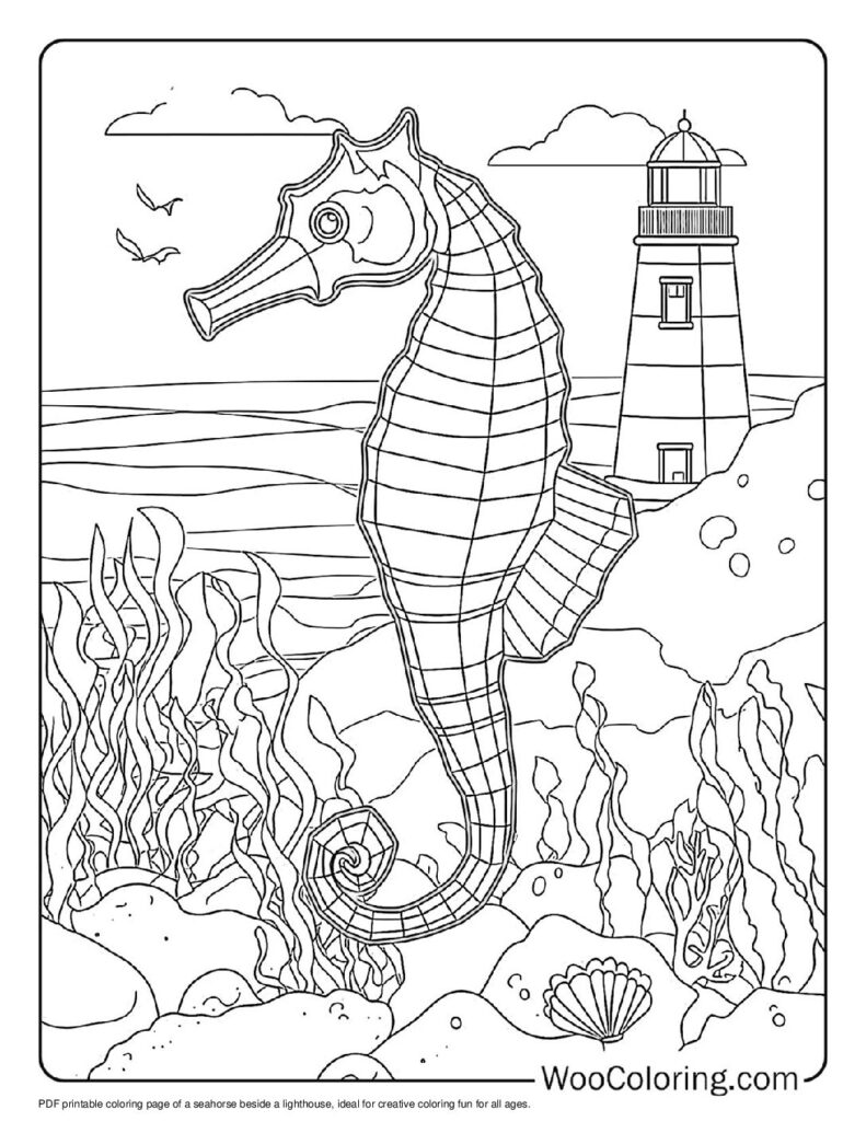 100  Seahorse coloring pages  Free PDF To Print  - 55