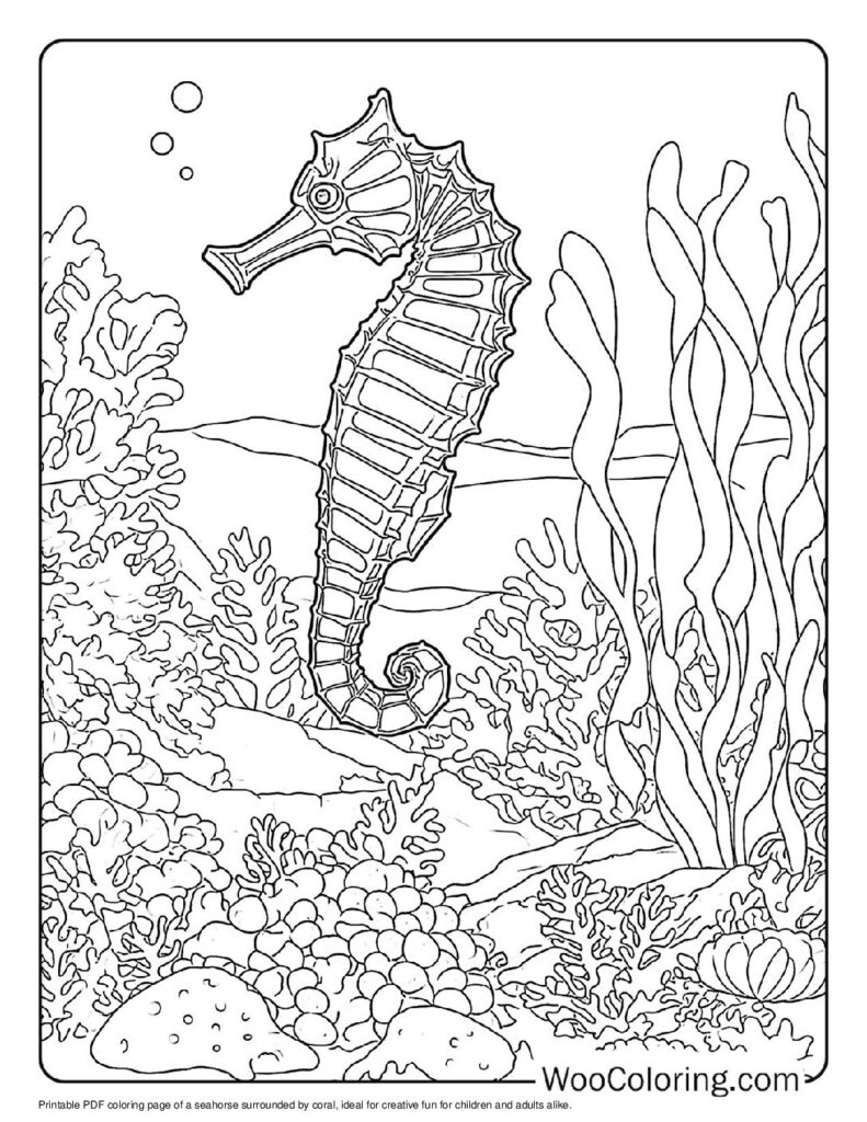 100  Seahorse coloring pages  Free PDF To Print  - 70