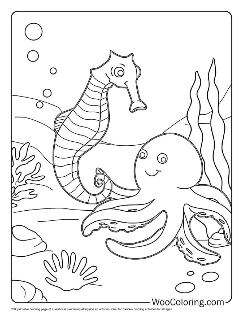 100  Seahorse coloring pages  Free PDF To Print  - 32