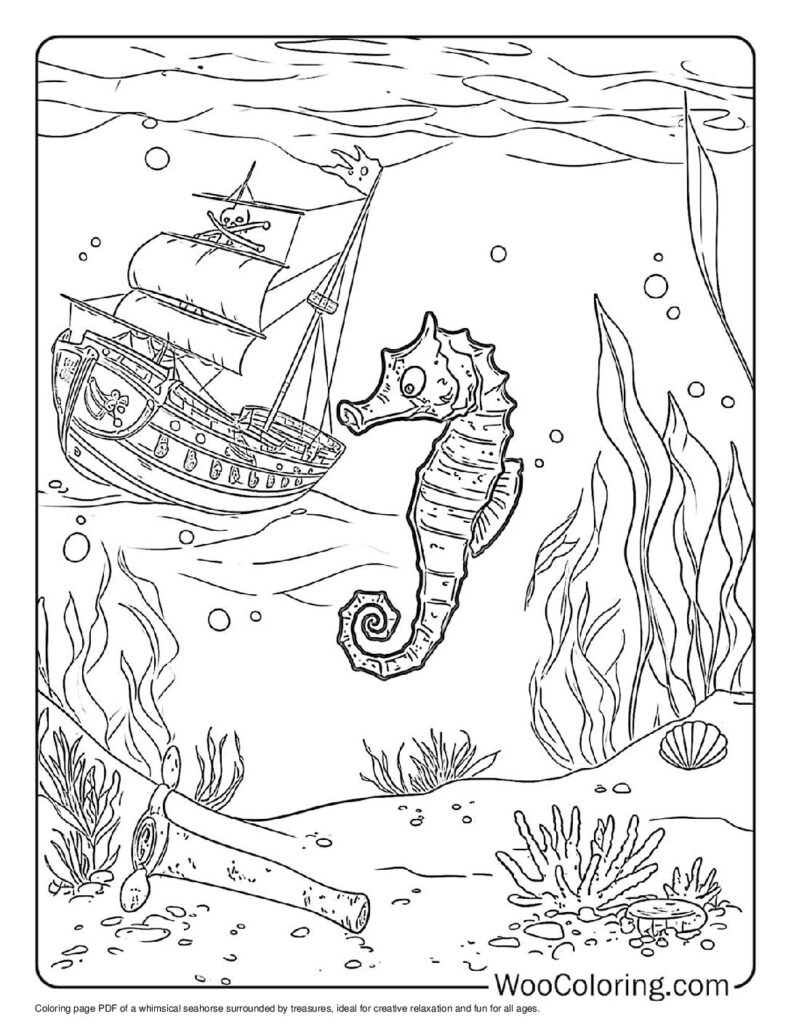 100  Seahorse coloring pages  Free PDF To Print  - 79