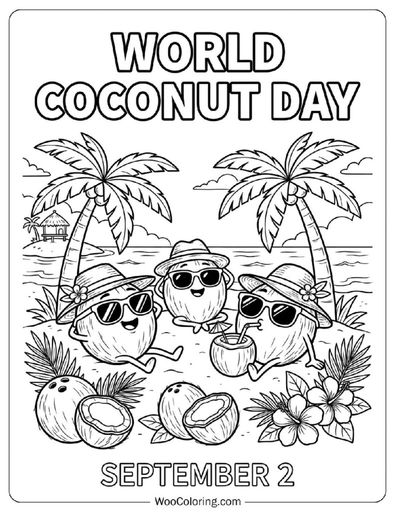 September 2 – World Coconut Day Coloring Sheet