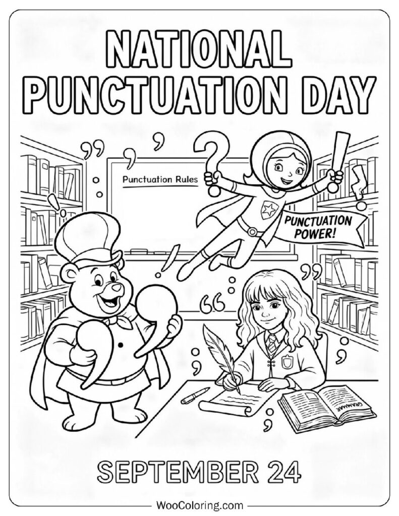 September 24 – National Punctuation Day Coloring Sheet for Kids