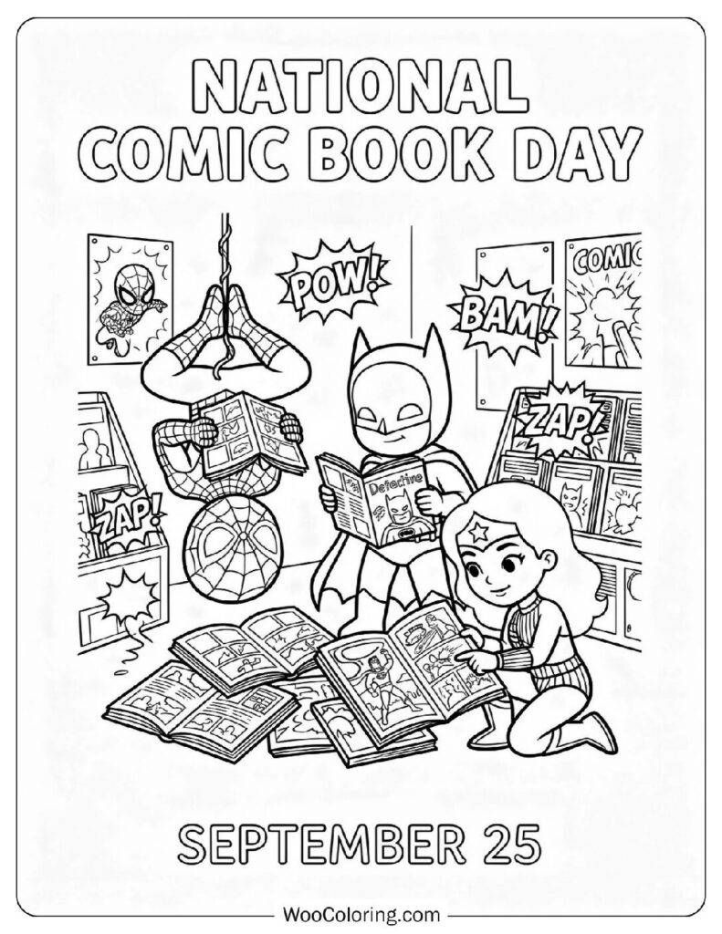 September 25 – National Comic Book Day Coloring Page for Preschoolers