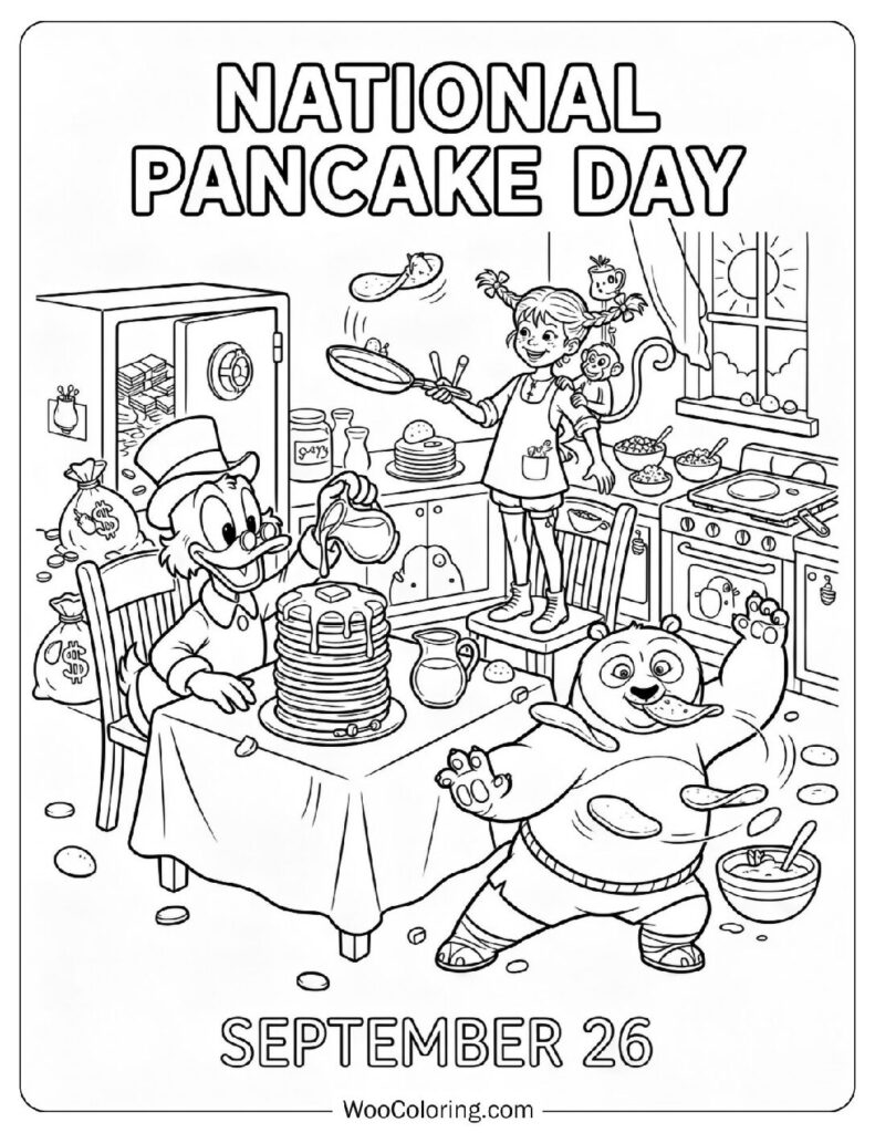 September 26 – National Pancake Day Coloring Sheet for Preschoolers