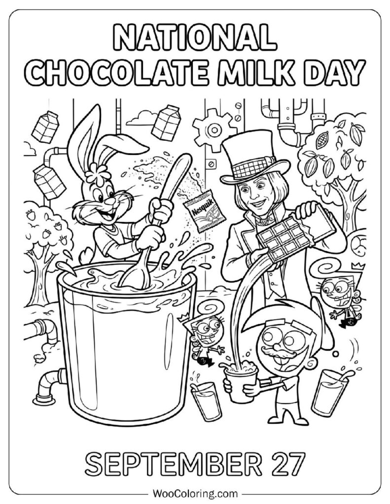 September 27 – National Chocolate Milk Day Picture to Color