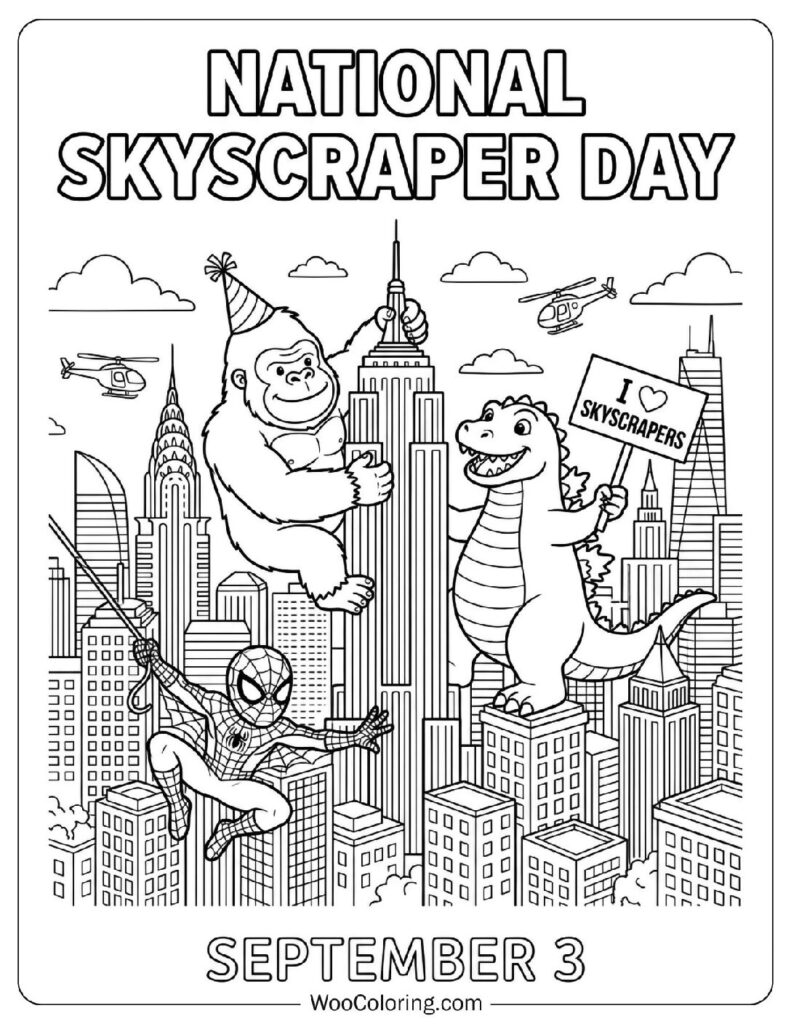 September 3 – National Skyscraper Day Coloring Page for Kids