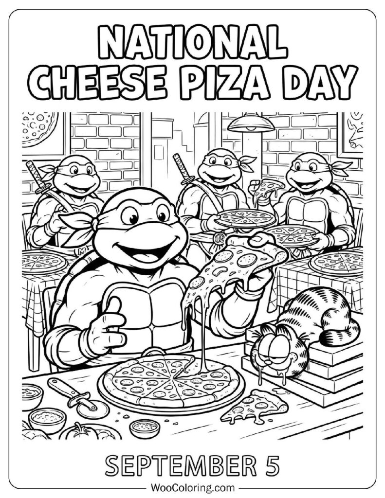 September 5 – National Cheese Pizza Day Coloring Page for Preschoolers
